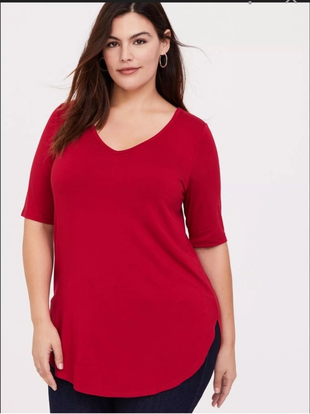 Torrid Super Soft Tunic Tee Red V Neck Plus Size 3X Flowy Casual Top